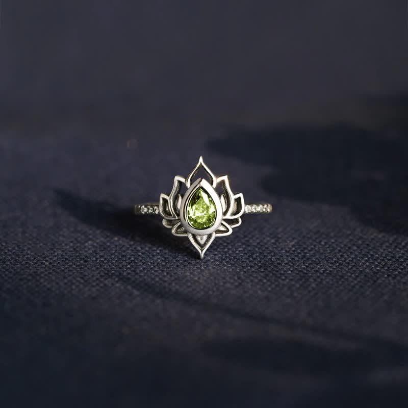 Nimara Ritual 925 Sterling Silver Lotus Zircon Blessing Protection Ring