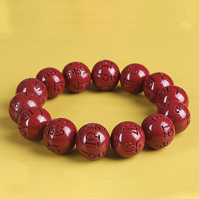 Nimara Ritual Natural Double PiXiu Cinnabar Om Mani Padme Hum Wealth Luck Bead Bracelet
