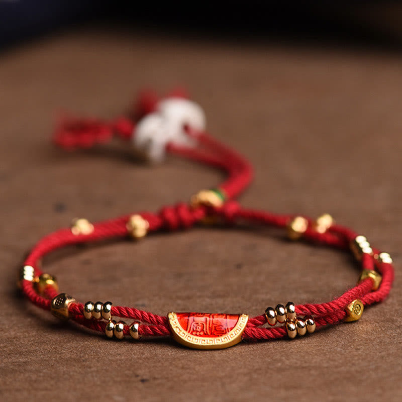 Nimara Ritual Handmade Cinnabar Dumplings Design Luck Braided Red Rope Bracelet
