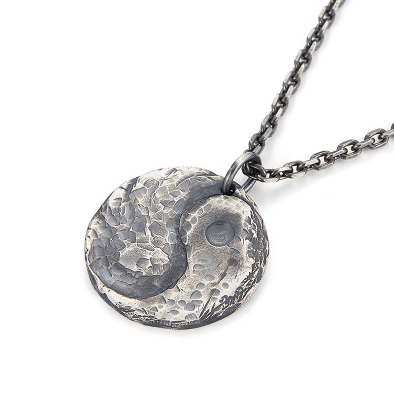 Nimara Ritual 990 Sterling Silver Yin Yang Hammer Texture Harmony Necklace Pendant