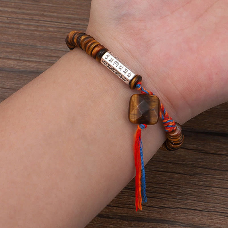 Nimara Ritual Tibetan Tiger Eye Om Mani Padme Hum Protection Power Bracelet