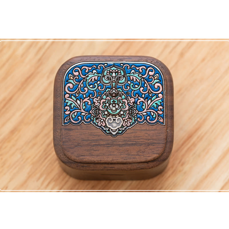 Nimara Ritual Retro Handmade Black Walnut Wood Ring Jewelry Storage Box Leaf Wooden Gift Box