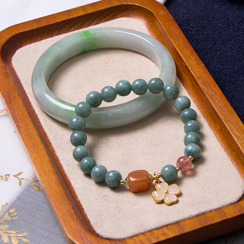 Nimara Ritual Bring Good Luck Green Jade Bracelet Bangle Bundle