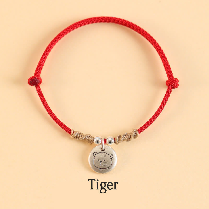 Nimara Ritual Handmade 999 Sterling Silver Year of the Dragon Cute Chinese Zodiac Luck Braided Bracelet