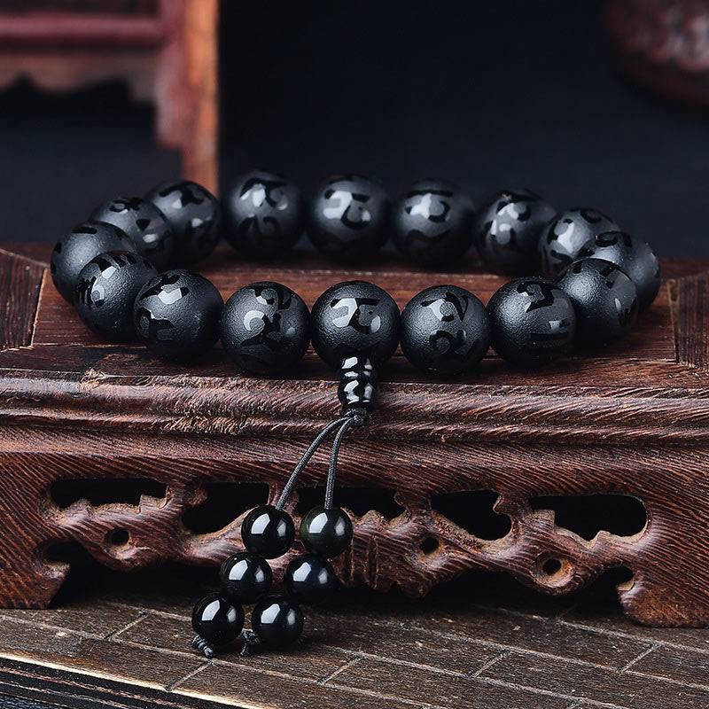 Nimara Ritual Tibet White Crystal Black Onyx Om Mani Padme Hum Meditation Bracelet