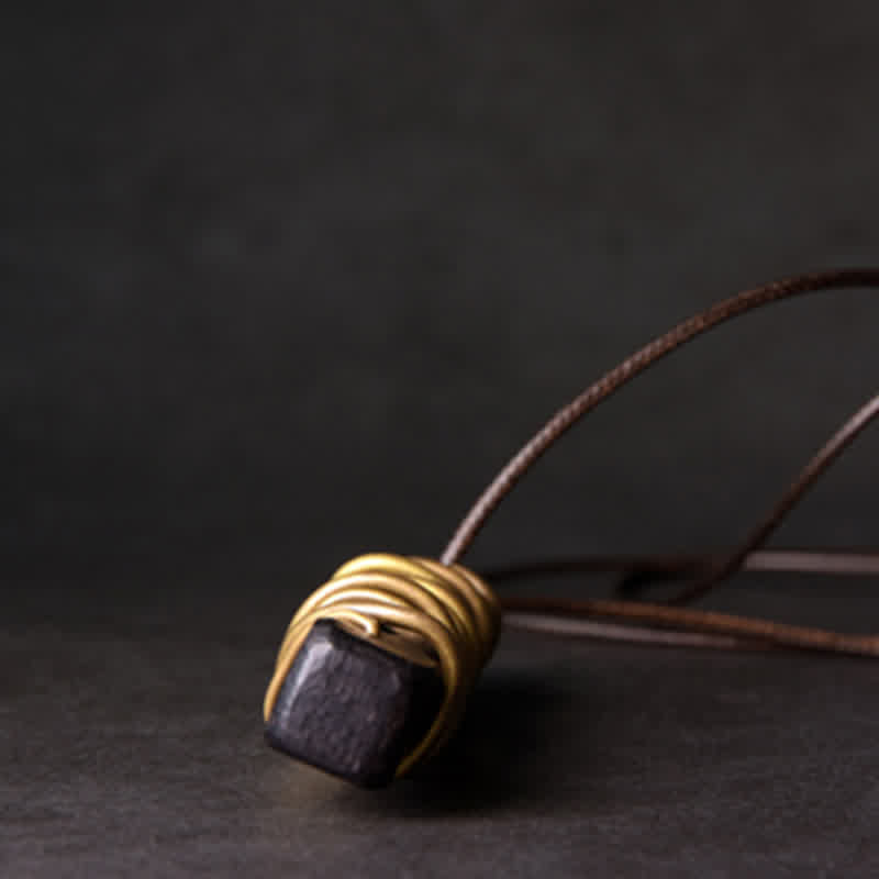 Nimara Ritual Tibet Ebony Wood Brass Balance Peace Necklace Pendant