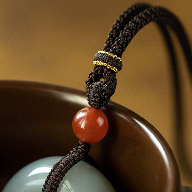Nimara Ritual Natural Round Jade Gray Jade Peace Buckle Luck Necklace Pendant