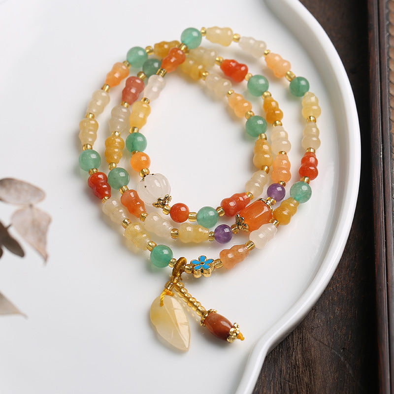 Nimara Ritual Golden Silk Jade Gourd Wealth Bracelet