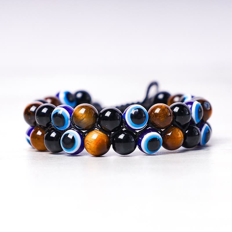 Nimara Ritual Evil Eye Hematite Tiger Eye Protection Beaded Bracelet