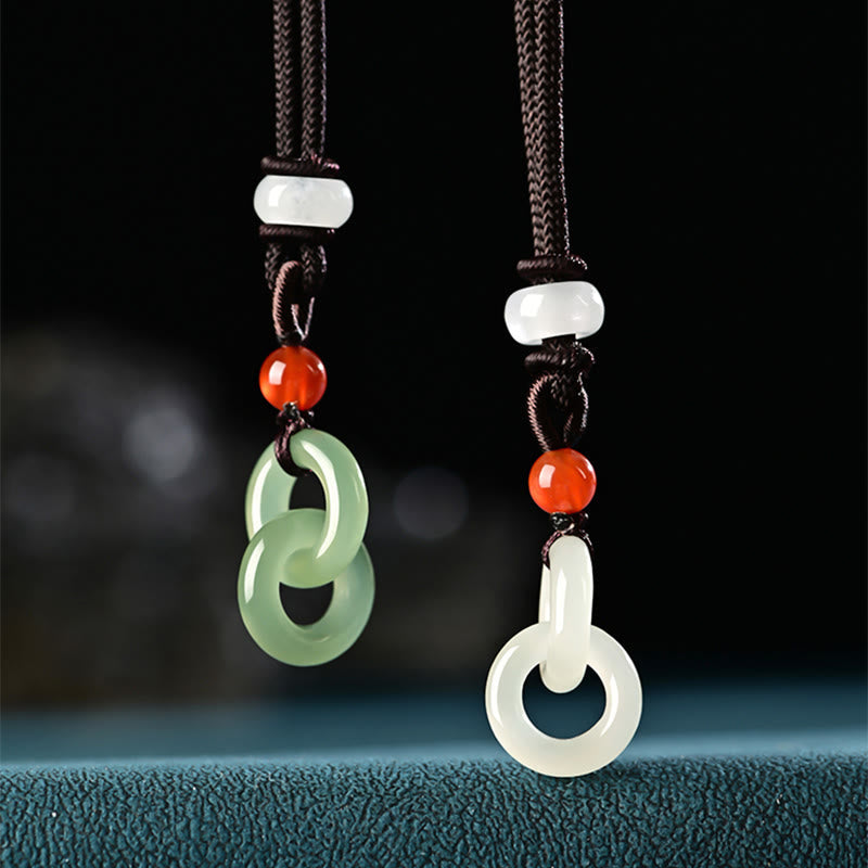 Nimara Ritual Natural Hetian Cyan Jade White Jade Double Peace Buckle Success Necklace Pendant