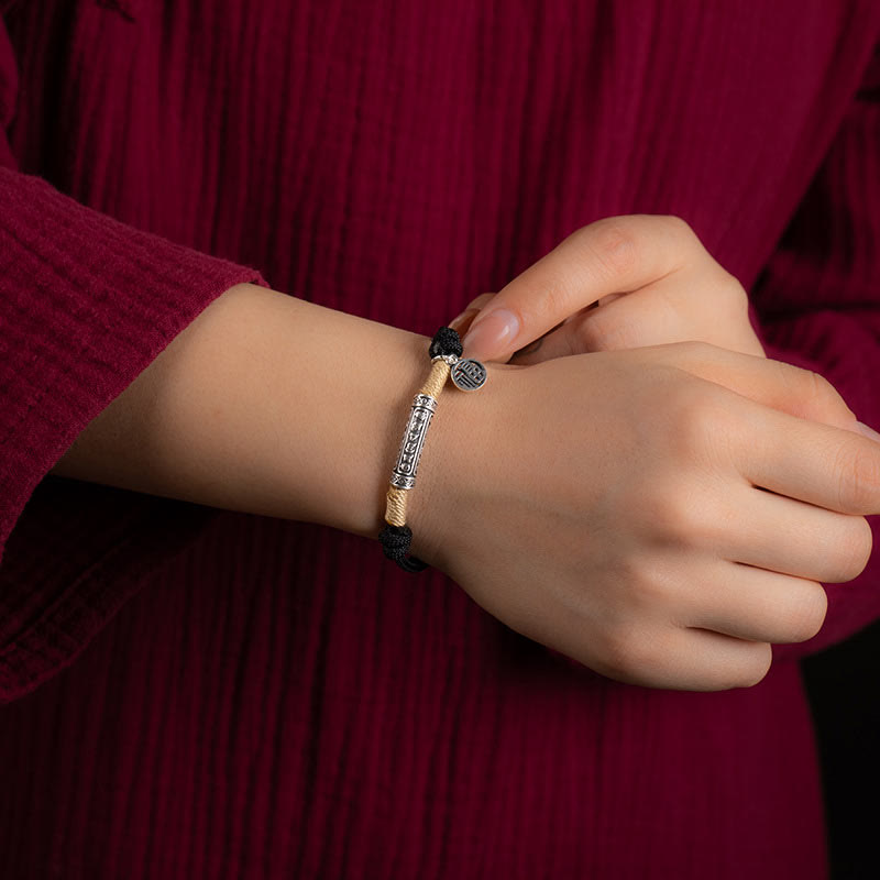 Nimara Ritual 999 Sterling Silver Tibet Handmade Om Mani Padme Hum Fu Character TopRank Character Luck Braided Bracelet