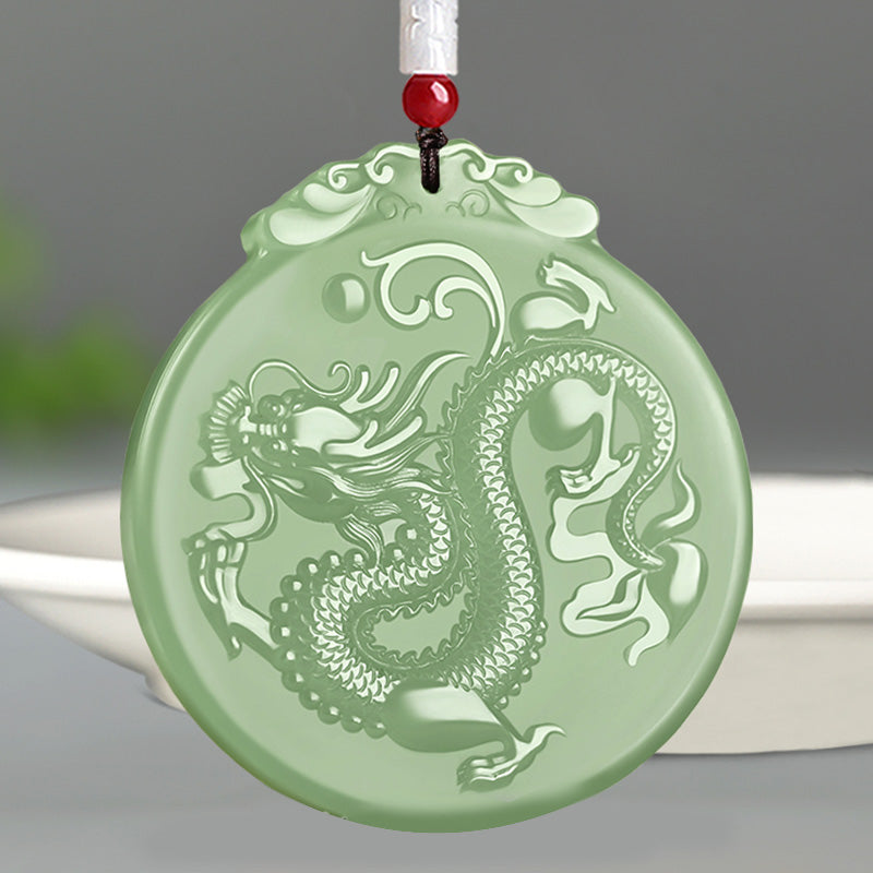 Nimara Ritual Chinese Zodiac Dragon Jade Luck Necklace String Pendant