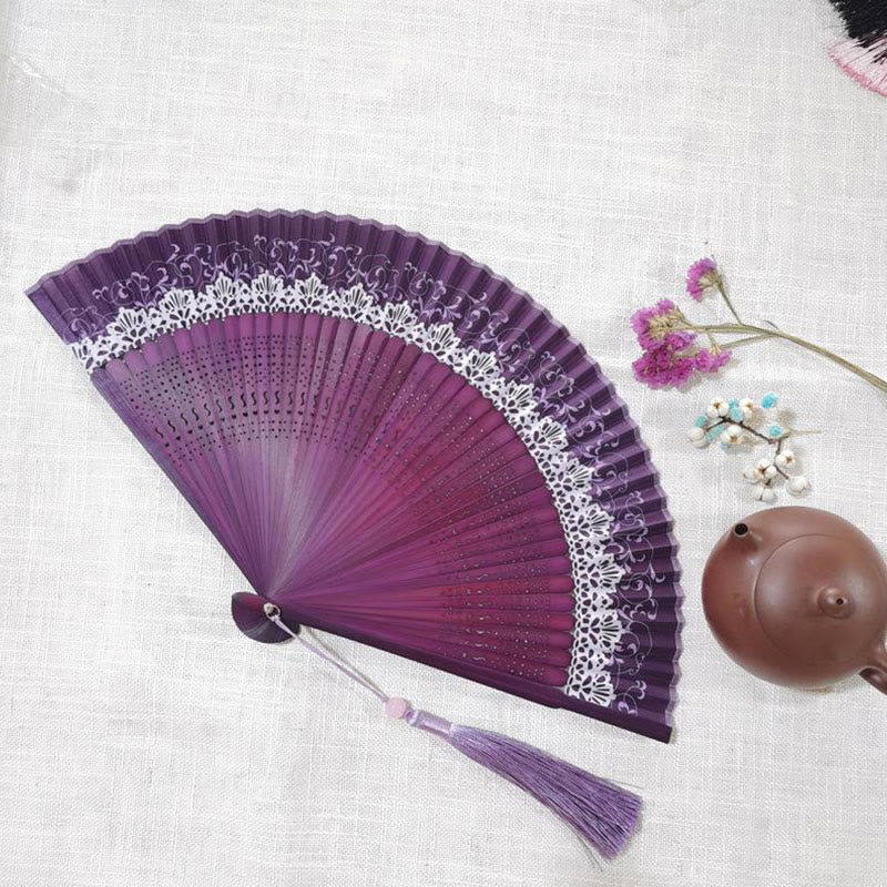 Nimara Ritual Simple Hollow Engraved Handheld Bamboo Folding Fan