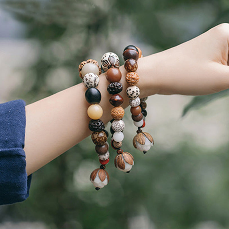 Nimara Ritual Bodhi Seed Lotus Wisdom Peace Wrist Mala Bracelet