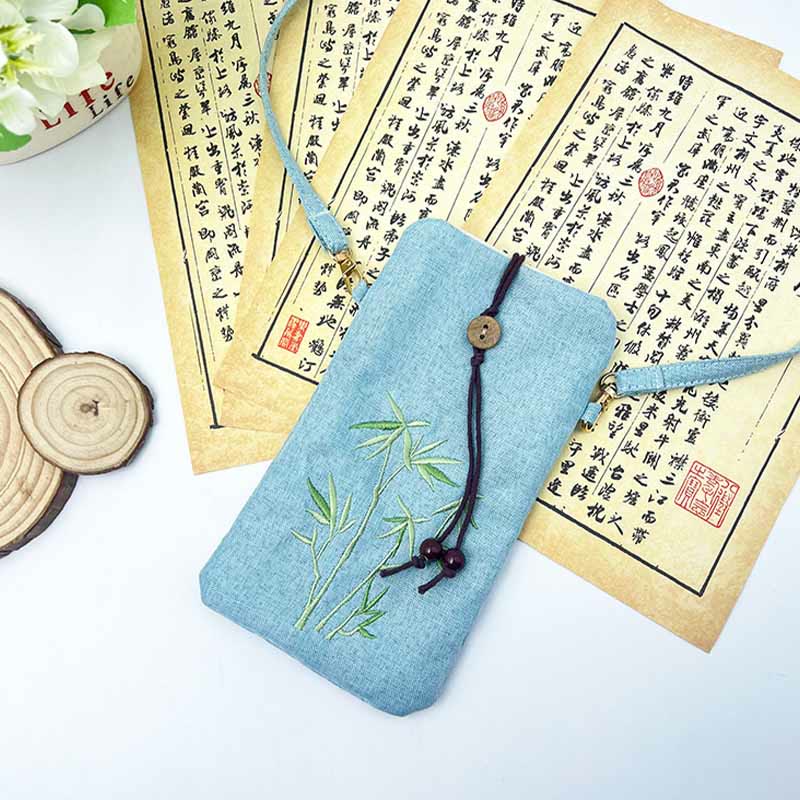 Nimara Ritual Small Embroidered Flowers Crossbody Bag Shoulder Bag Cellphone Bag 11*20cm
