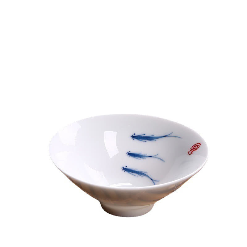 Nimara Ritual Jingdezhen Blue and White Porcelain Koi Fish Ceramic Teacup Kung Fu Tea Cups