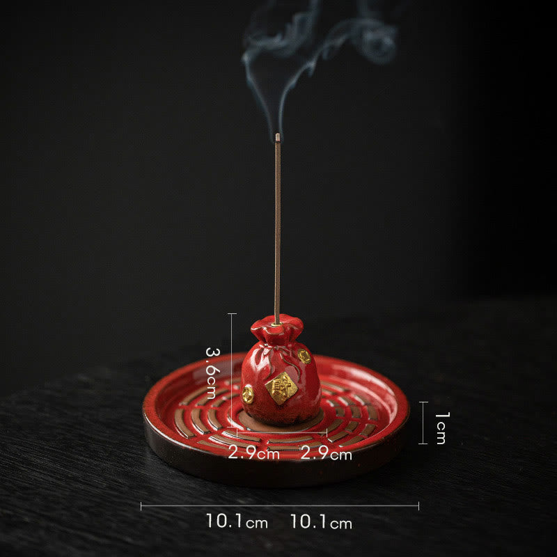 Nimara Ritual Small Treasure Bowl Lucky Bag Bagua Tray Healing Ceramic Stick Incense Burner Decoration