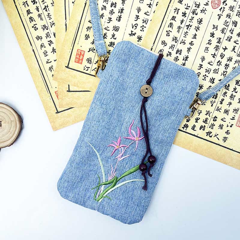 Nimara Ritual Small Embroidered Flowers Crossbody Bag Shoulder Bag Cellphone Bag 11*20cm