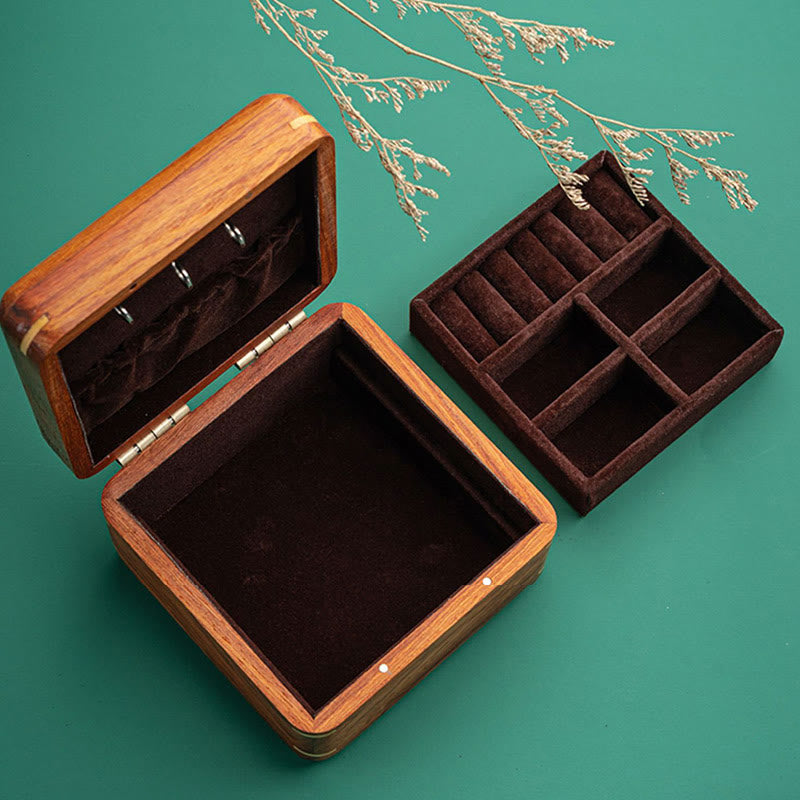 Nimara Ritual Antique Flower Leaf Handmade Rosewood Jewelry Storage Box Wooden Gift Organizer Box