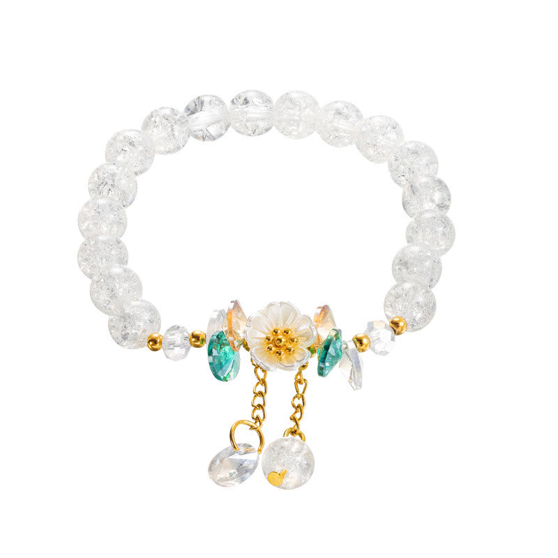 Nimara Ritual Simple Design Flower Charm Glass Bead Bracelet