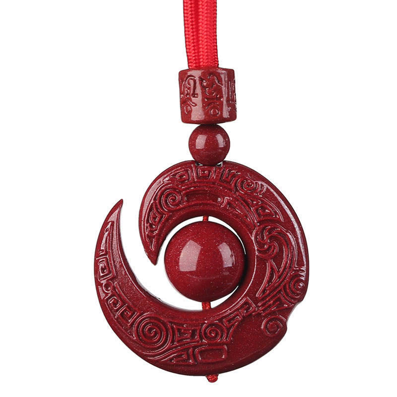 Nimara Ritual One's Luck Improves Design Patern Natural Cinnabar Concentration Necklace Pendant