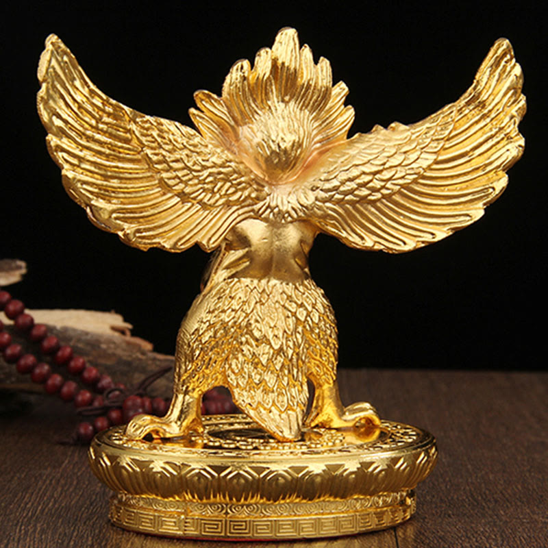 Nimara Ritual Tibetan Gold Garuda Bird Alloy Protection Home Decoration