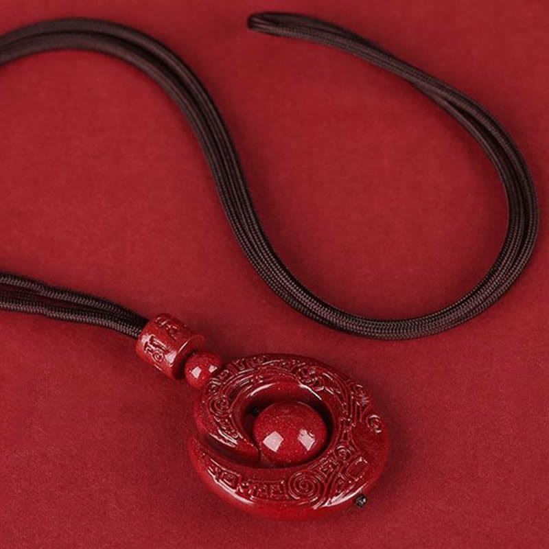 Nimara Ritual One's Luck Improves Design Patern Natural Cinnabar Concentration Necklace Pendant