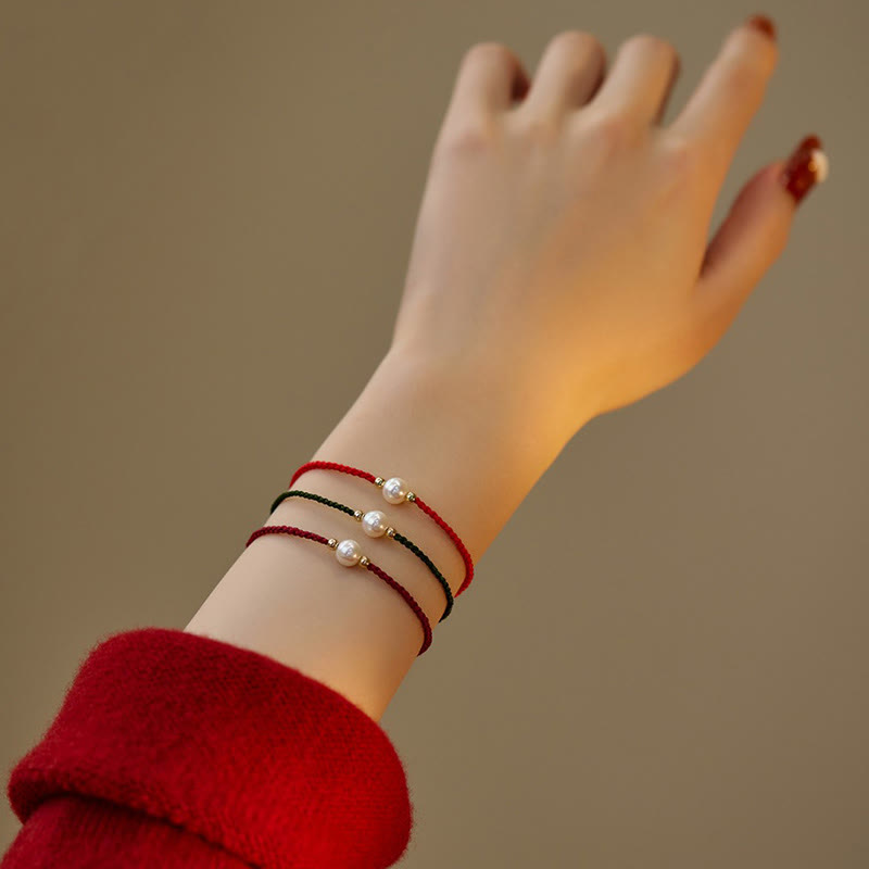 Nimara Ritual Natural Pearl Bead Luck Braid String Bracelet