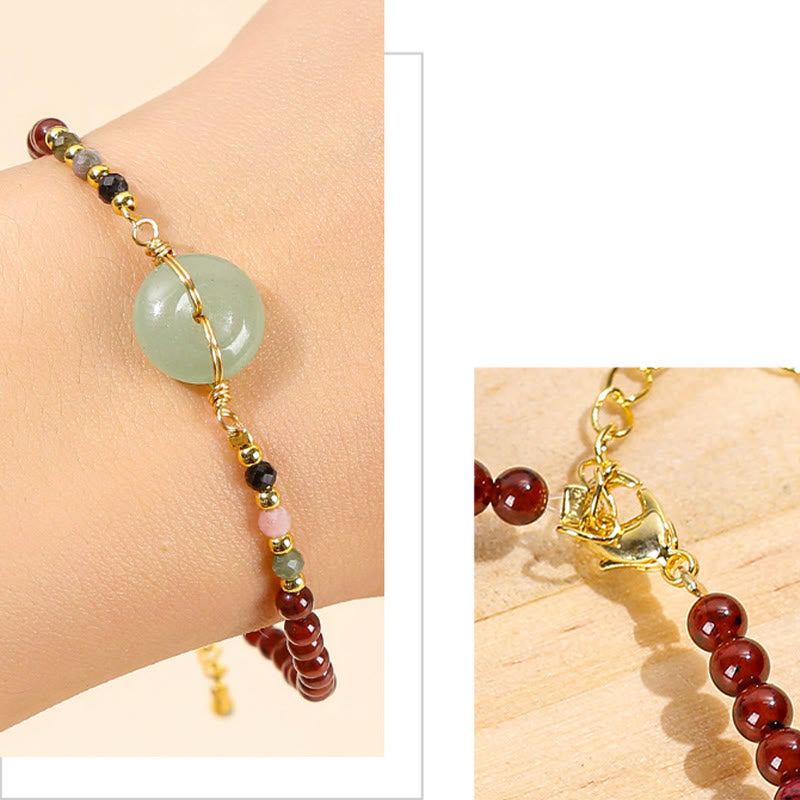 Nimara Ritual Natural Garnet Peace Buckle Bead Calm Bracelet