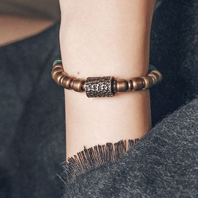 Nimara Ritual Tibetan Colorful Glass Beads Copper Wealth Bracelet