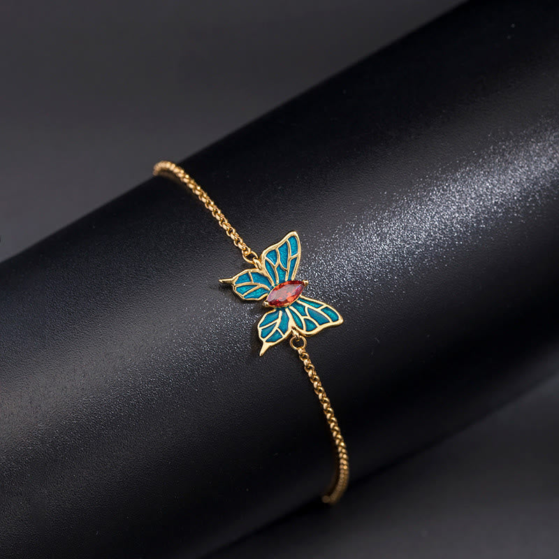 Nimara Ritual 925 Sterling Silver Butterfly Zircon Love Chain Bracelet