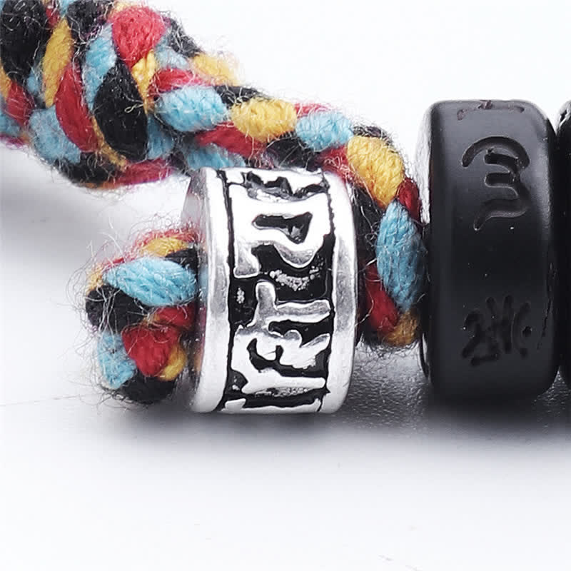 Nimara Ritual Tibetan Coconut Shell Beads Engraved Om Mani Padme Hum Mantra Happiness Bracelet