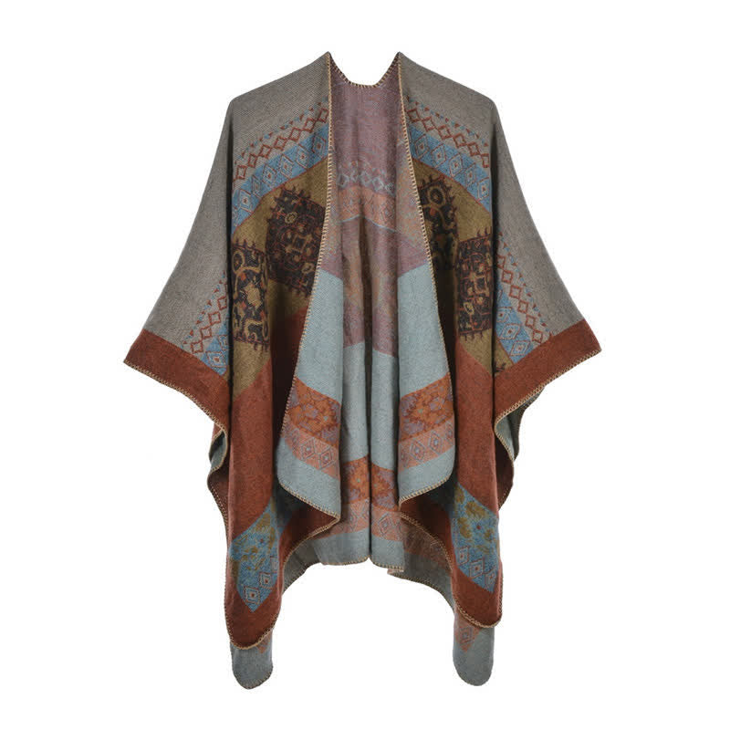 Nimara Ritual Tibetan Shawl Diamond Pattern Winter Warm Cloak Scarf