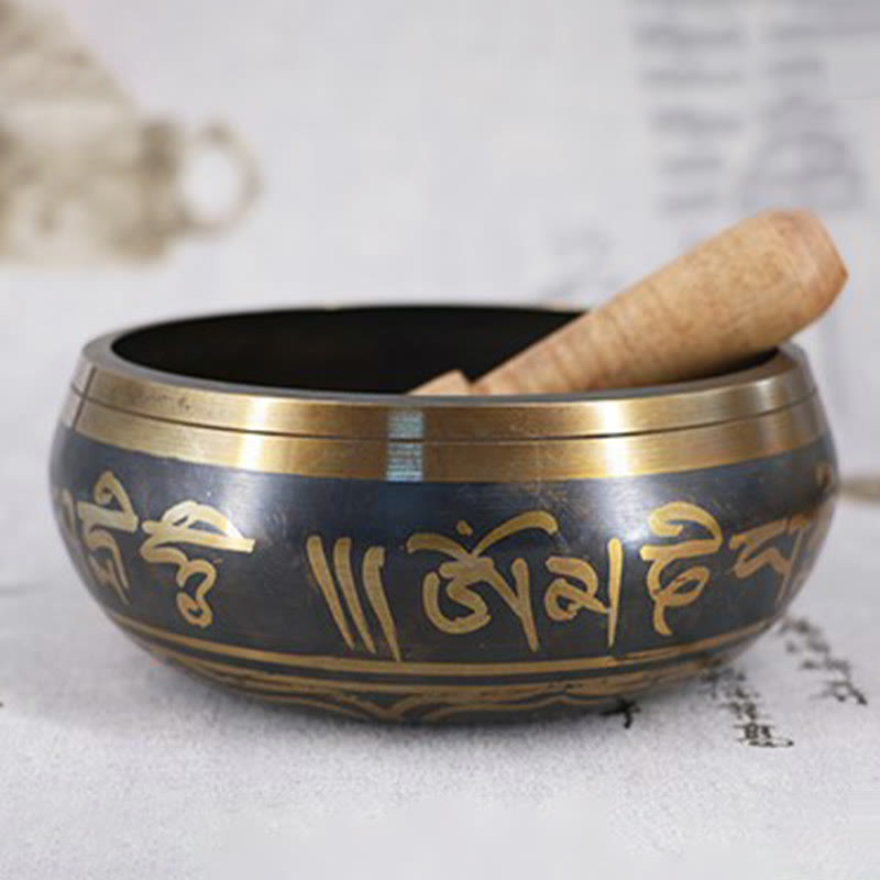 Nimara Ritual Tibetan Meditation Bowl for Healing and Mindfulness Om Mani Padme Hum Singing Bowl