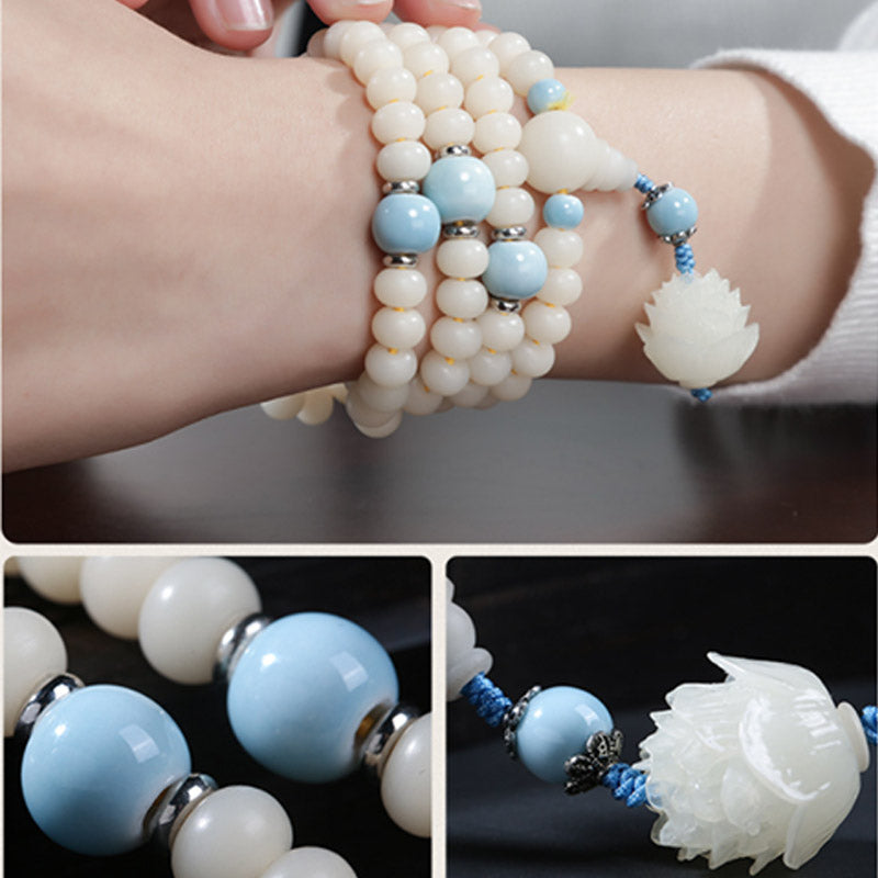 Nimara Ritual Bodhi Seed Bead Lotus Blessing Charm Bracelet