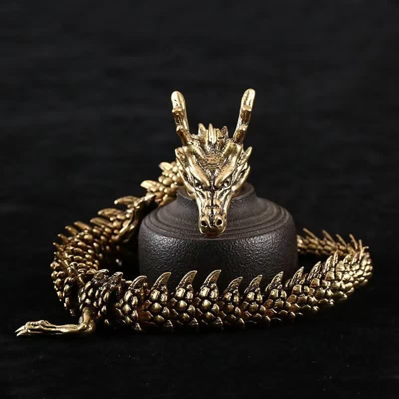 Nimara Ritual Brass Copper Dragon Wealth Luck Protection Statue Figurine Home Decoration