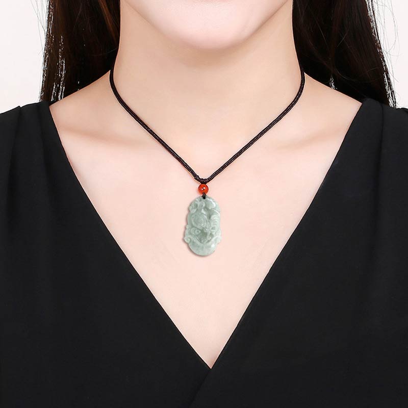 Nimara Ritual Natural Jade 12 Chinese Zodiac Sucess Pendant Necklace