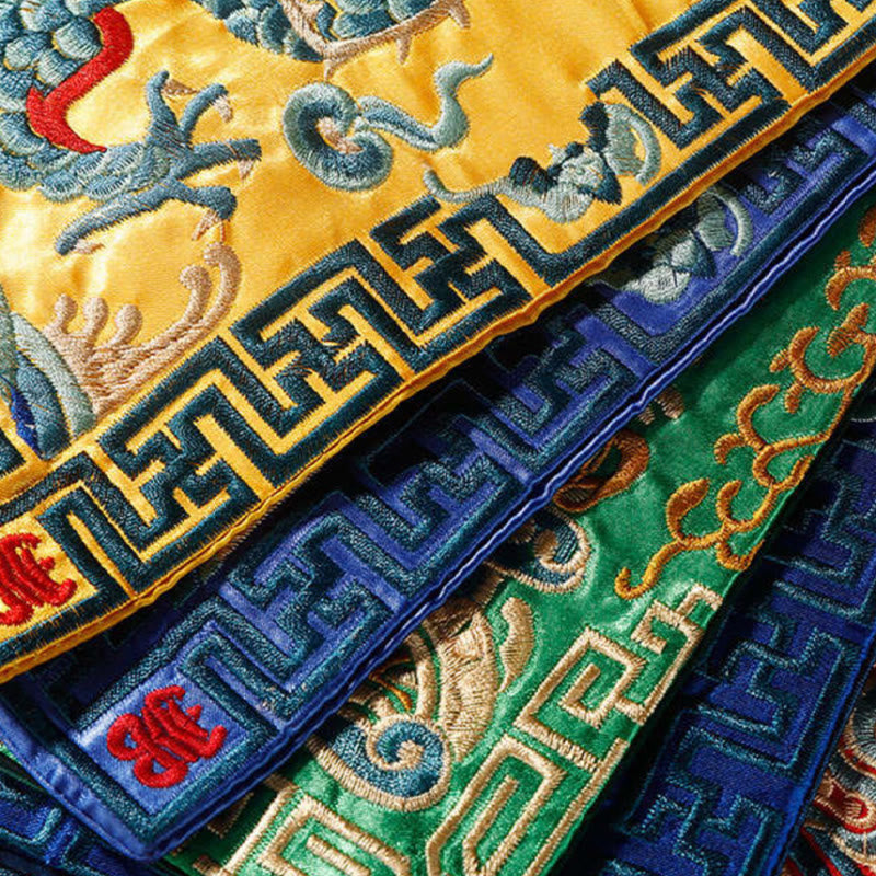 Nimara Ritual Crane Phoenix Dragon Kirin Embroidered Cup Mat Pad Tea Cup Coaster Square Kung Fu Tea Mat