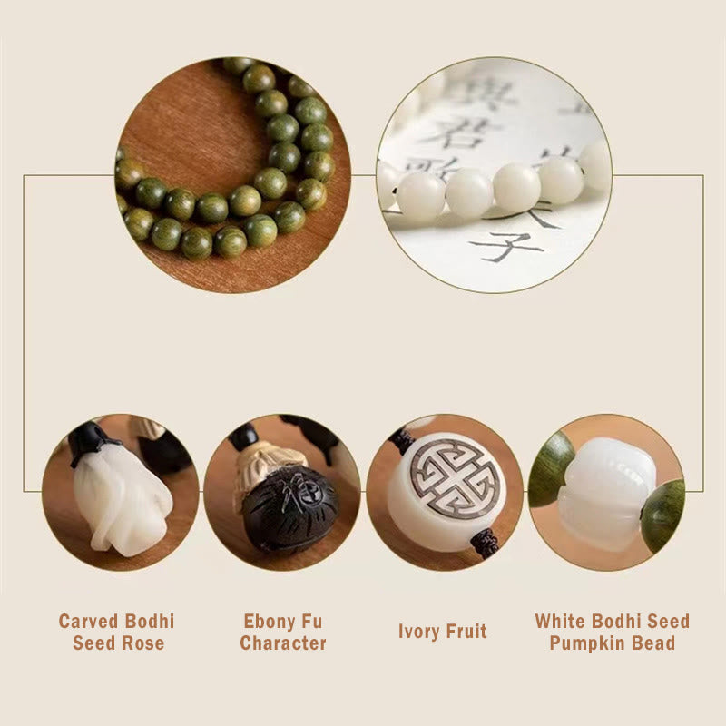 Nimara Ritual Natural Green Sandalwood Bodhi Seed Soothing Bracelet