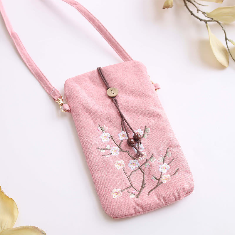 Nimara Ritual Small Embroidered Flowers Crossbody Bag Shoulder Bag Cellphone Bag 11*20cm