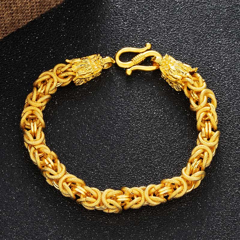 Nimara Ritual 24k Gold Plated Double Headed Dragon Protection Bracelet
