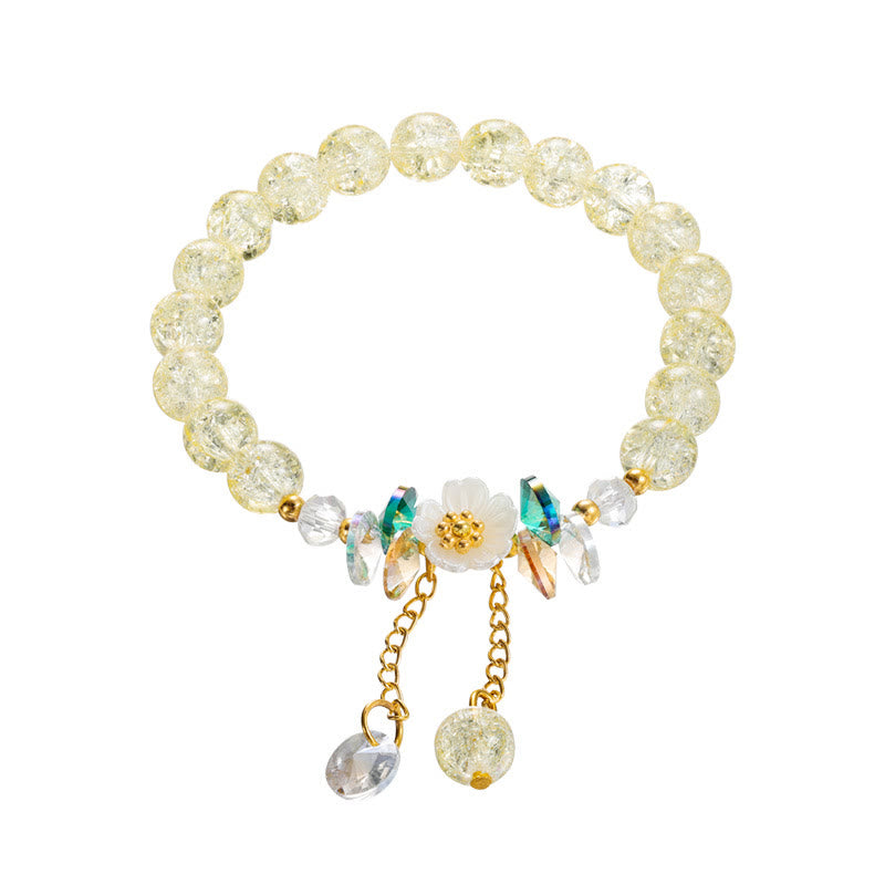 Nimara Ritual Simple Design Flower Charm Glass Bead Bracelet