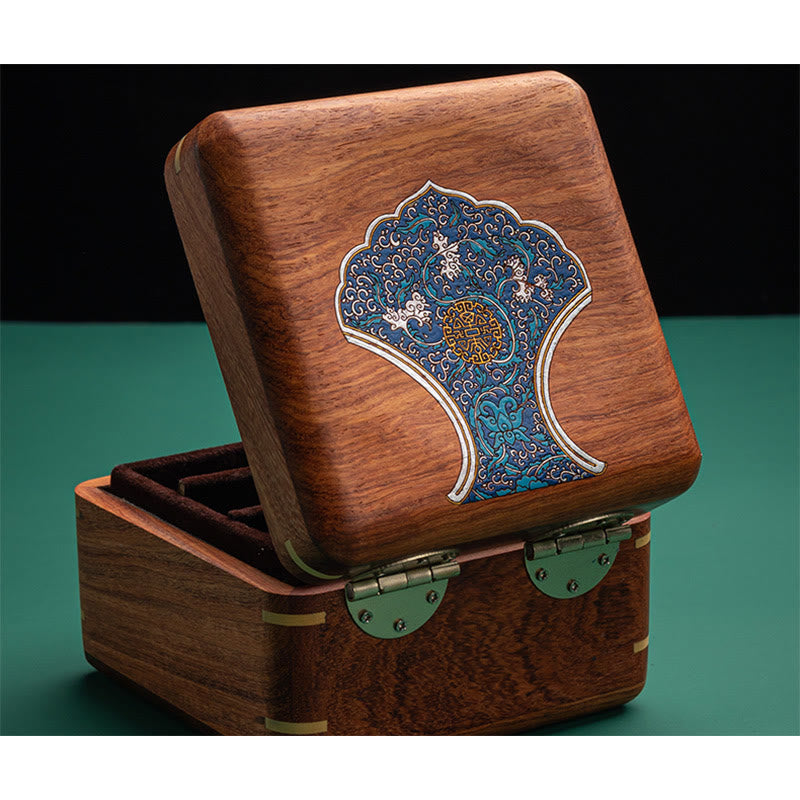 Nimara Ritual Antique Flower Leaf Handmade Rosewood Jewelry Storage Box Wooden Gift Organizer Box