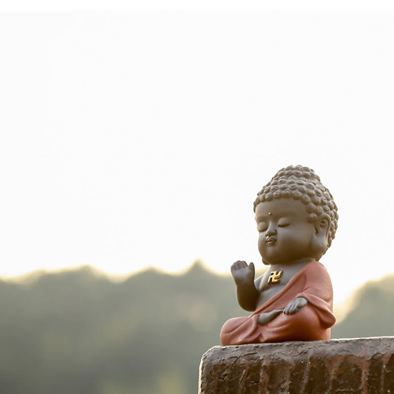 Nimara Ritual Small Buddha Serenity Purple Clay Home Desk Decoration