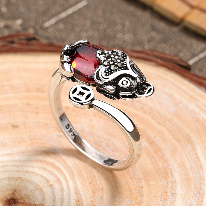 Nimara Ritual FengShui Genstone PiXiu Wealth Adjustable Ring