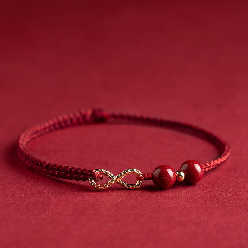Nimara Ritual Cinnabar Blessing Red String Golden Infinity Symbol Bracelet Anklet