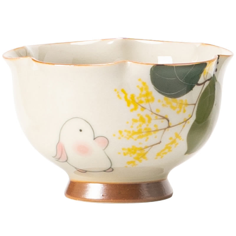 Nimara Ritual Hand Painted Small Osmanthus Rabbit Ceramic Teacup Kung Fu Tea Cup 40ml