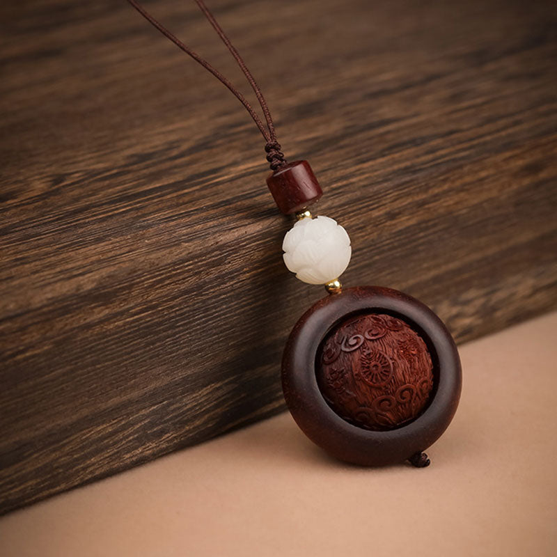 Nimara Ritual Tibetan Small Leaf Red Sandalwood Ebony Luck Protection Rotation Decoration