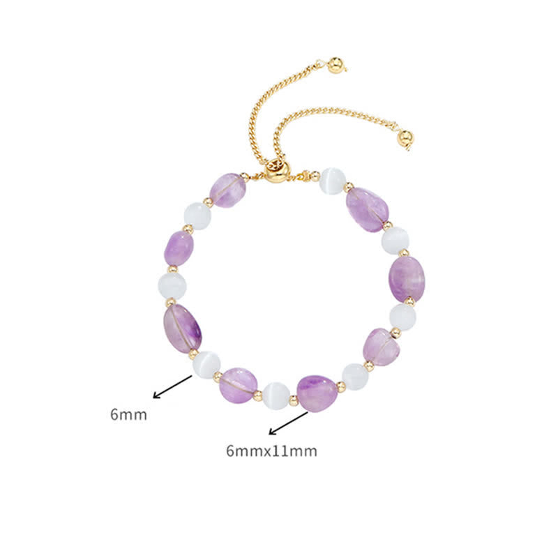 Nimara Ritual Amethyst Pink Crystal Black Rutilated Quartz Spiritual Awareness Bracelet