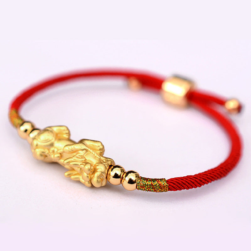 Nimara Ritual 24K Gold-Plated PiXiu Luck Red String Bracelet